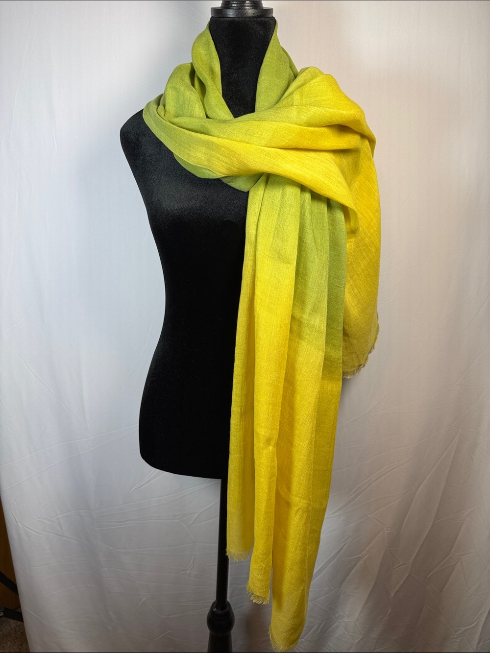 Eileen Fisher Green-to-Yellow Ombre Lightweight Wrap - Picture 3 of 10